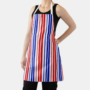 White Red Blue Stripes Pattern   Apron