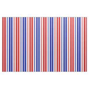 White Red Blue Stripes Pattern Fabric