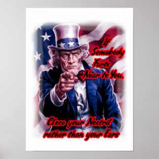 White Red Blue Uncle Sam on a Poster