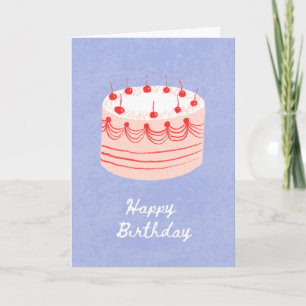 White & Red Cake on a lilac backgrounbirthday Card