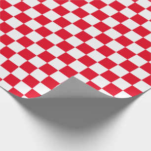 White & [Red] Checker Checkerboard Checkers Wrapping Paper