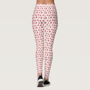 White & Red Christmas Gift and Candy Cane Pattern Leggings