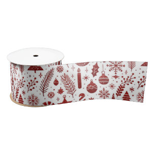 White Red Christmas Satin Ribbon