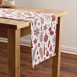 White Red Christmas Table Runner
