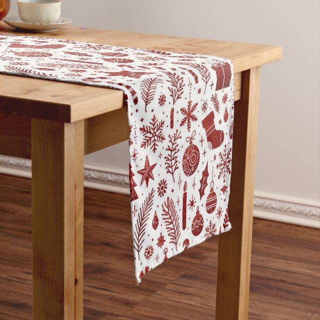 White Red Christmas Table Runner (In Situ)