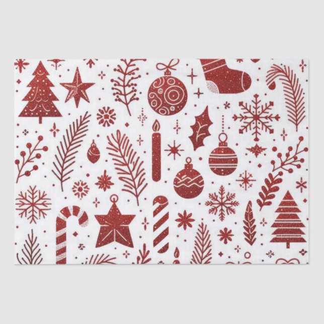 White Red Christmas Tissue Paper (Front)