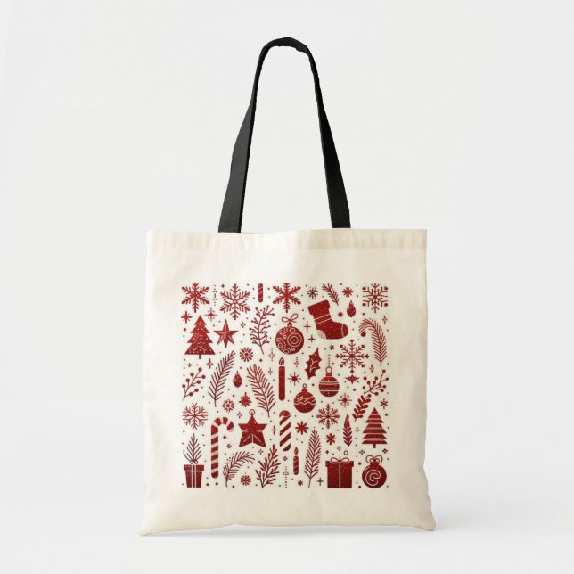 White Red Christmas Tote Bag (Front)