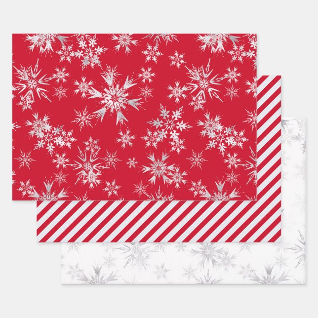 White & Red Christmas Wrapping Paper Sheet (Set)