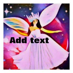 White red fairy tale add name text art poster