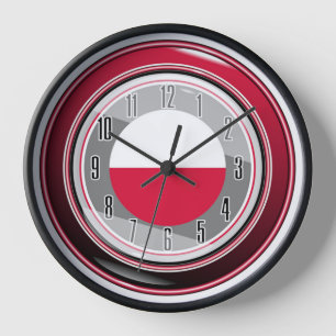 White Red Flag of Poland Clock