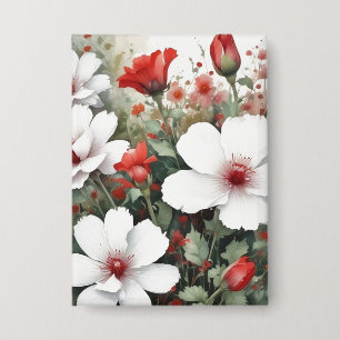 White & Red Flowers Elegant Watercolor
