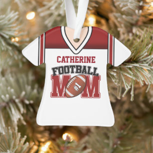 White/Red Football Mum Jersey Ornament