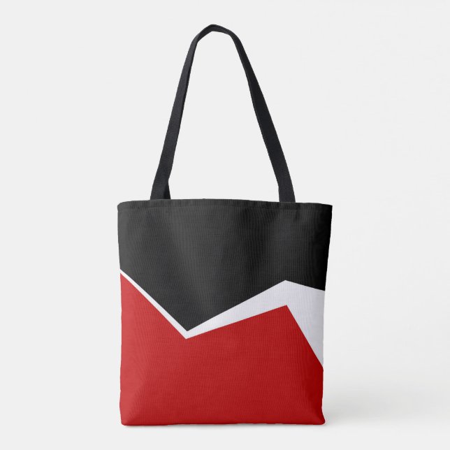 White Red & Gold Modern Geometric Design Tote Bag (Back)