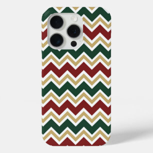 White Red Green Beige Chevron Pattern iPhone 15 Pro Case