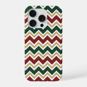 White Red Green Beige Chevron Pattern iPhone 15 Pro Case