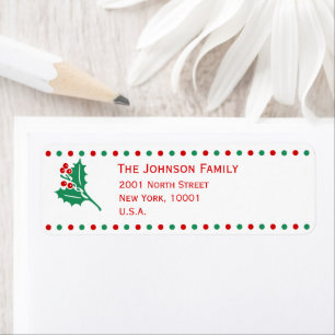 White Red Green Christmas Return Address Labels