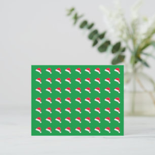white red green cute Santa Hat pattern Christmas Postcard