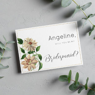White red green floral botanical Bridesmaid Invitation