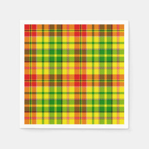 White Red Green Plaid Tartan Design  Napkin