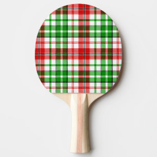 White Red Green Plaid Tartan Design Ping Pong Paddle