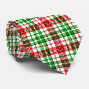 White Red Green Plaid Tartan Design Tie