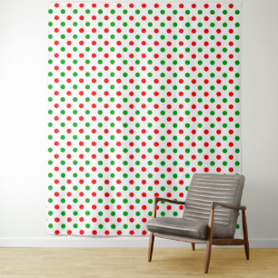 White Red Green Polka Dots Design Tapestry