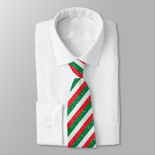 White Red Green Slash Lines Pattern Tie (Tied)