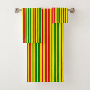 White Red Green Stripes Pattern   Bath Towel Set