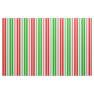 White Red Green Stripes Pattern Fabric