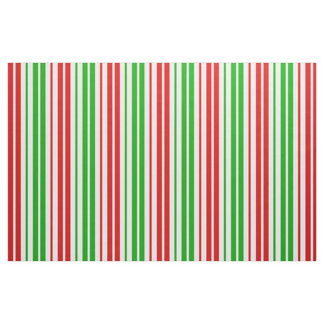 White Red Green Stripes Pattern   Fabric (Fat Quarter)