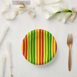 White Red Green Stripes Pattern   Paper Plate
