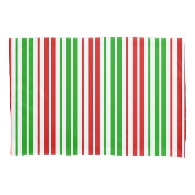 White Red Green Stripes Pattern   Pillowcase (Front)