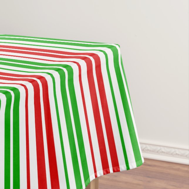 White Red Green Stripes Pattern   Tablecloth (In Situ)