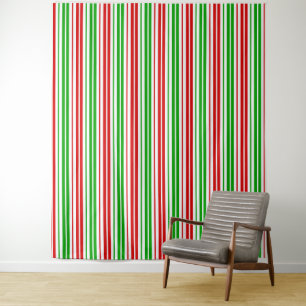 White Red Green Stripes Pattern Tapestry