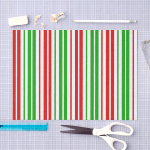 White Red Green Stripes Pattern Tissue Paper