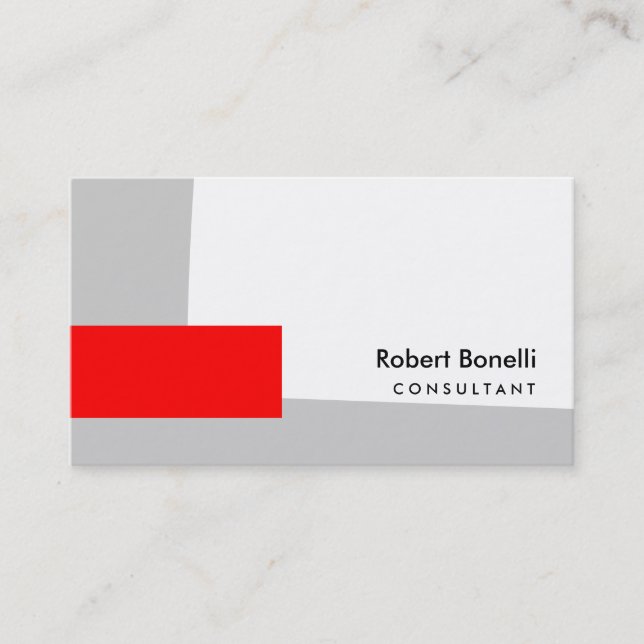 White Red Grey Plain Consultant Business Card (Front)