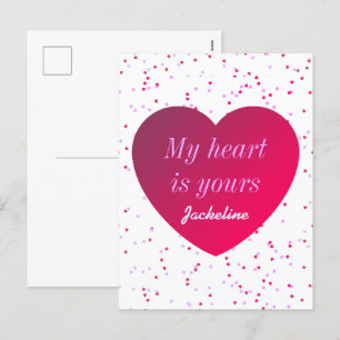 White Red Heart Cute Modern Valentines Day Holiday Postcard