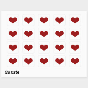 White Red Heart Love Valentine Square Sticker