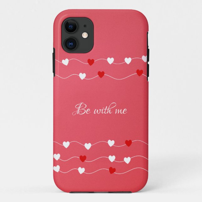 White-red heart monogram iPhone Case (Back)