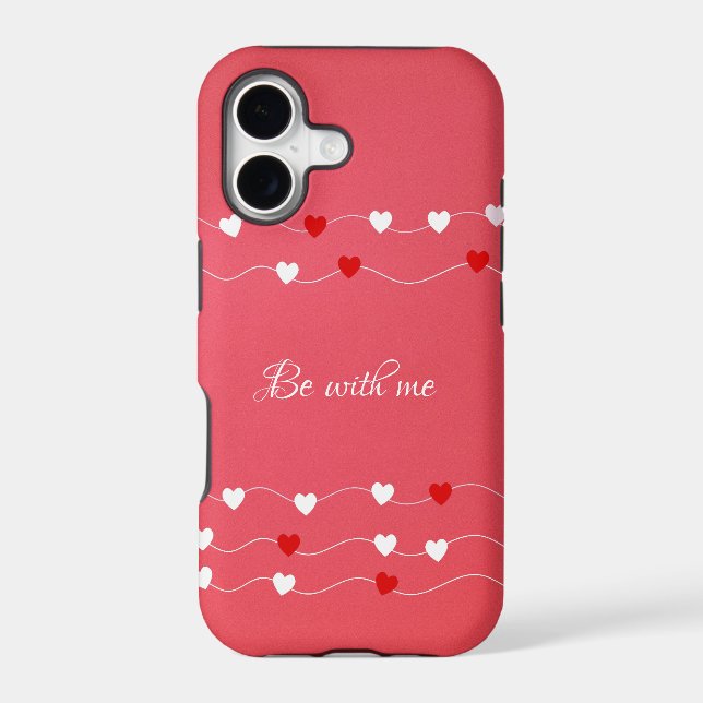 White-red heart monogram iPhone Case (Back)