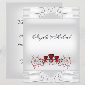 White Red Hearts Big Wedding Invitation