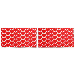 White Red Hearts Pattern Pillowcase