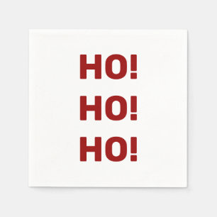 White Red Ho Ho Ho Christmas Holiday Typography Napkin