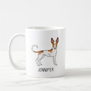 White & Red Ibizan Hound Smooth Coat Dog With Name Coffee Mug
