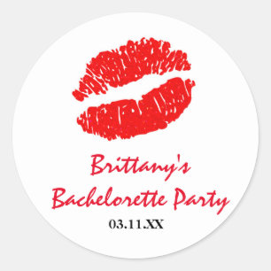 White & Red Lips Kiss Party Favour Sticker