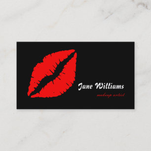 White Red Lips Makeup Artist Business Card
