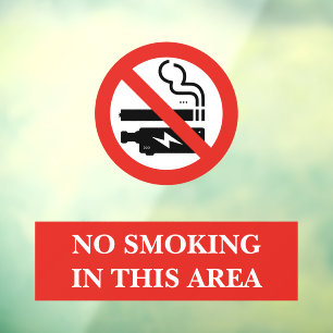 White Red Modern No Smoking Area Metal Window Cling