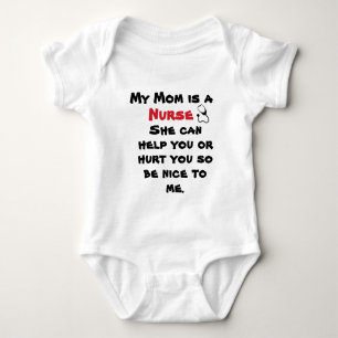 White Red My Mum Is A Nurse Funny Baby Bodysuit