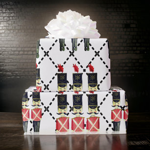 White Red Nutcracker Soldiers Wrapping Paper