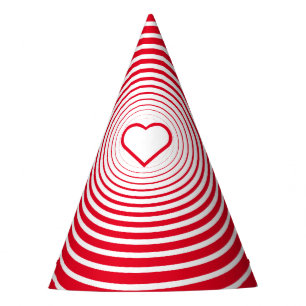 White Red Paper Party Hat with Heart Customisable